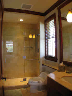 Glass door added to shower in the third bedroom