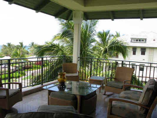 Upscale lanai furniture; stereo speakers with remote control access