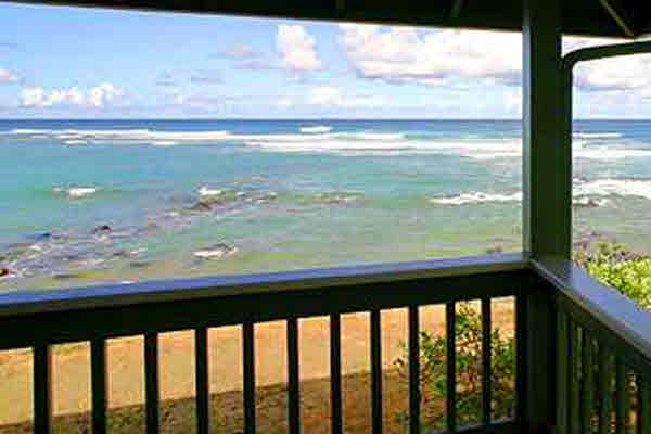 True Sandy Beach Ocean front living on beautiful Aliomanu Bay on Kauai's East shore.